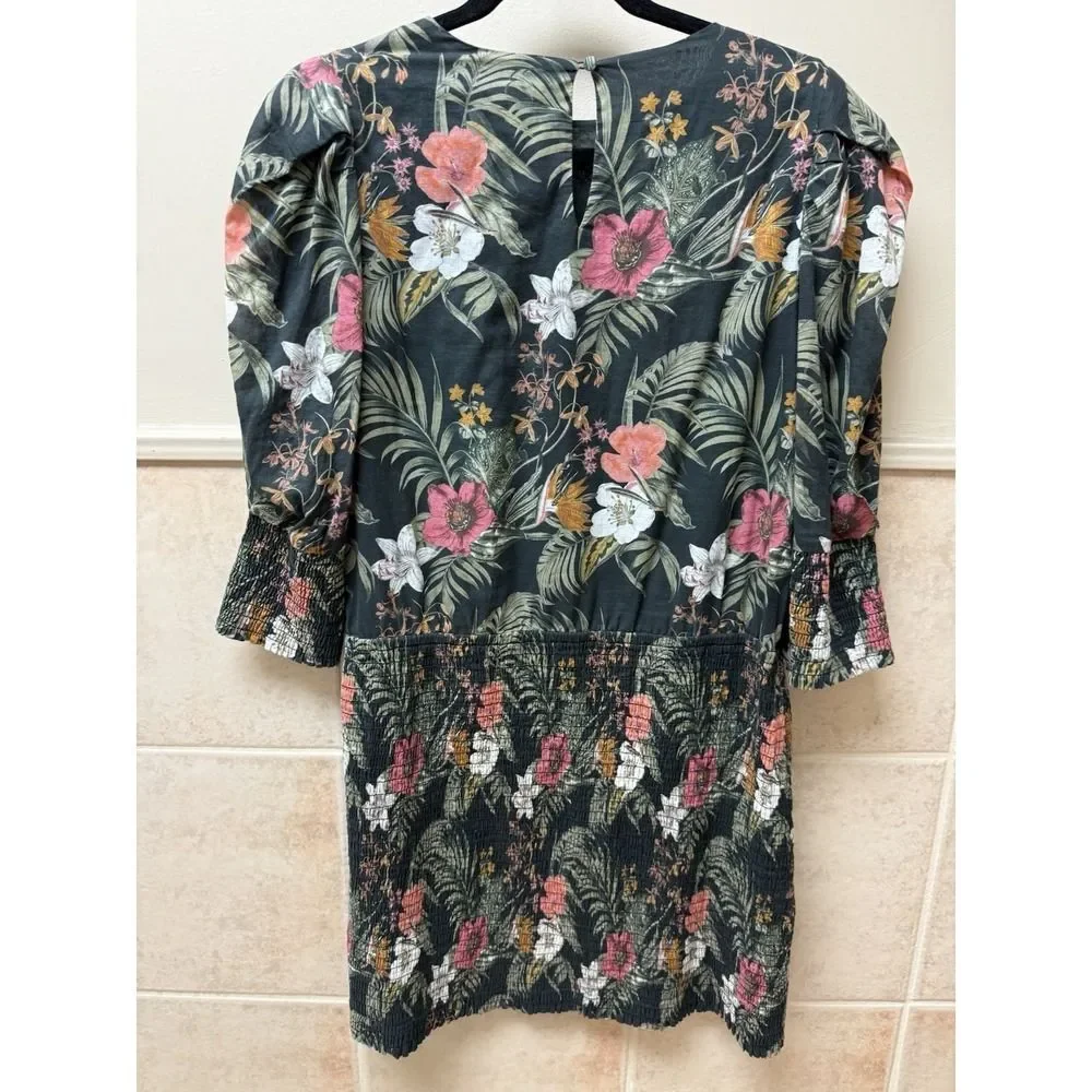Rebecca Minkoff Geneva Dress Smocked Floral Print Dress. Sz XL